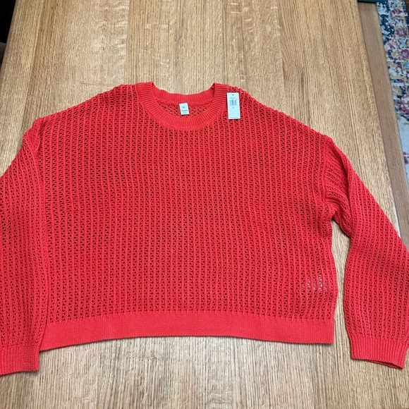 Old Navy NWT red loose knit long sleeve top size XL 25” p2p - Picture 2 of 7